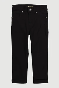 Little Girls Solid Mid Rise Stretch Straight Leg Pants,