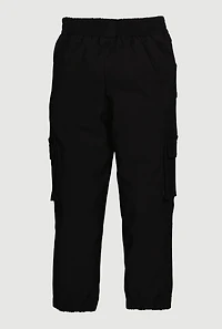 Little Girls Hyperstretch Joggers with Cargo Pockets, Black, Size 6X