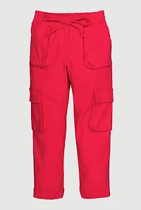 Little Girls Hyperstretch Joggers with Cargo Pockets, Pink, Size 4