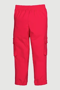 Little Girls Hyperstretch Joggers with Cargo Pockets, Pink, Size 4