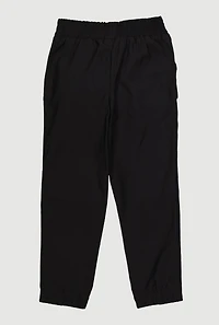 Little Girls Elastic Waist Cargo Pocket Joggers, Black, Size 6