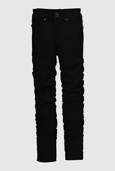 Little Girls Mid Rise Side Ruched Stretchy Pants,