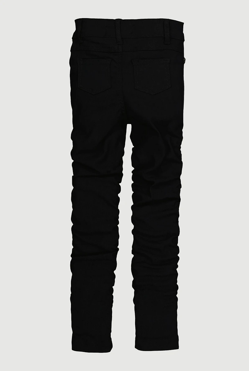 Little Girls Mid Rise Side Ruched Stretchy Pants