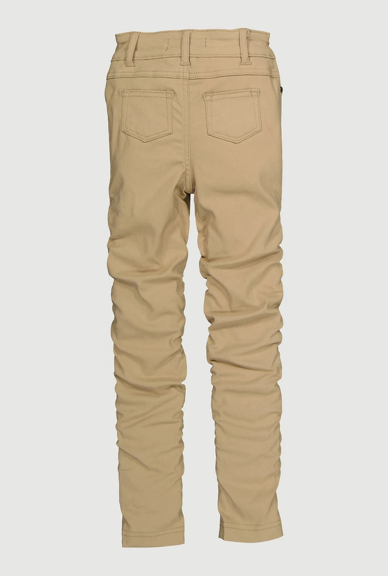 Little Girls Mid Rise Side Ruched Stretchy Pants,
