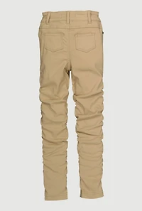 Little Girls Mid Rise Side Ruched Stretchy Pants,