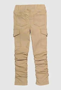 Little Girls Elastic Waist Ruched Cargo Pants,