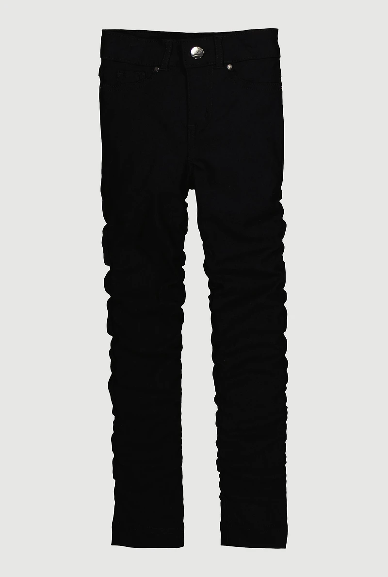 Little Girls Hyper Stretch Stacked Skinny Pants, Black, Size 4