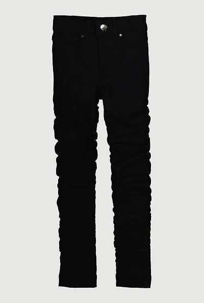 Little Girls Hyper Stretch Stacked Skinny Pants, Black, Size 4