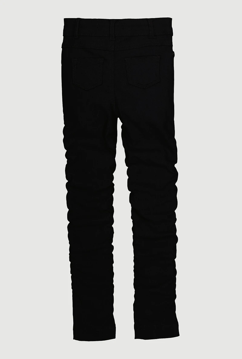 Little Girls Hyper Stretch Stacked Skinny Pants, Black,