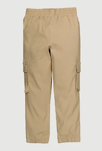 Little Girls Elastic Waist Hyperstretch Cargo Pants, Khaki, Size 6