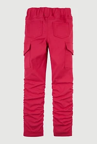 Little Girls Hyperstretch Stacked Cargo Pants, Pink, Size 4