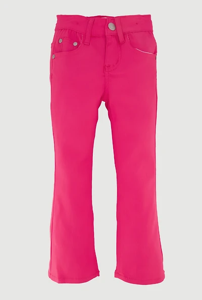 Little Girls Hypersretch Casual Flare Leg Pants, Pink, Size 4