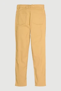 Girls Distressed Detail Skinny Leg Twill Pants, Khaki, Size 12