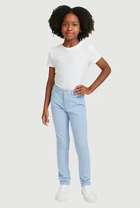 Girls Distressed Detail Skinny Leg Twill Pants