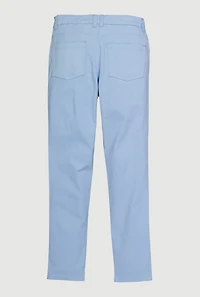 Girls Distressed Detail Skinny Leg Twill Pants, Blue, Size 10