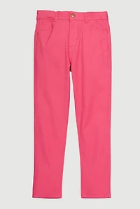 Girls Solid Skinny Twill Pants, Pink, Size 10