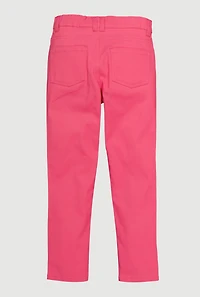 Girls Solid Skinny Twill Pants, Pink, Size 10