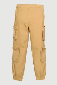 Girls Twill Zip Cargo Pocket Utility Joggers, Khaki, Size 12