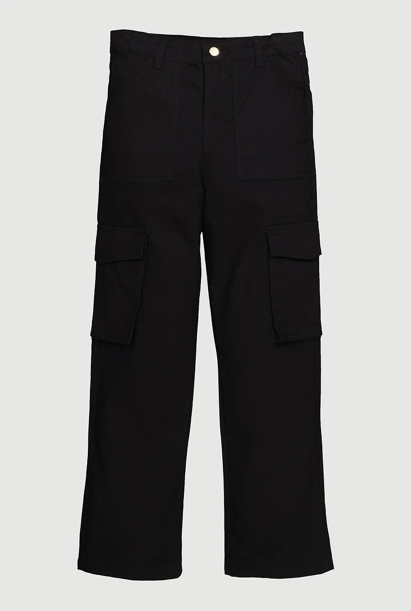 Girls Twill Stretch Cargo Pants,