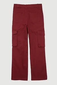 Girls Twill Stretch Cargo Pants, 14-16