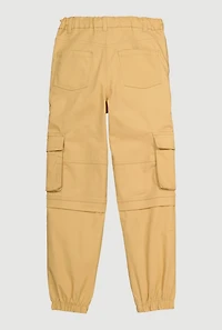 Girls Twill Utility Joggers, Khaki, Size 7-8