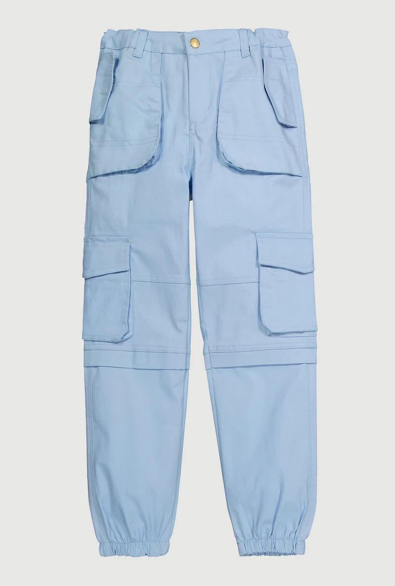 Girls Twill Utility Joggers, Blue, Size 14-16
