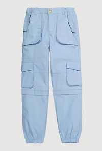 Girls Twill Utility Joggers, Blue, Size 14-16