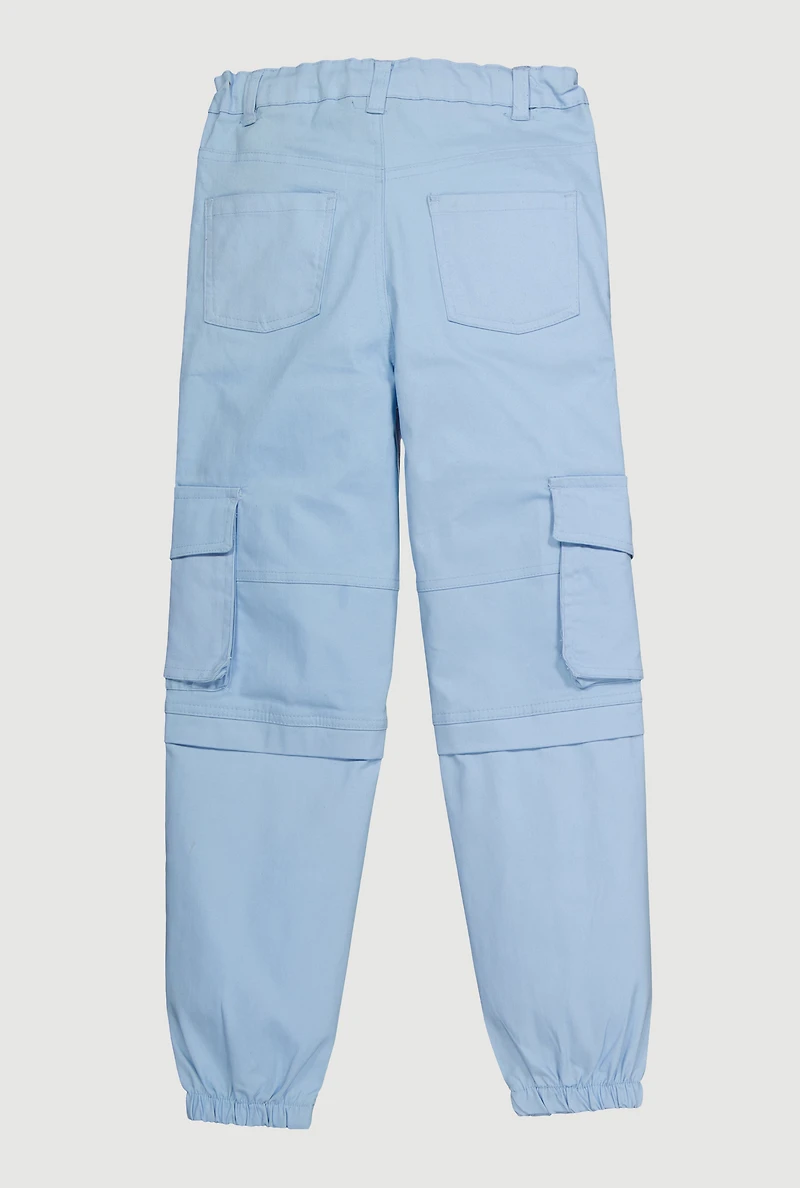 Girls Twill Utility Joggers, Blue, Size 14-16