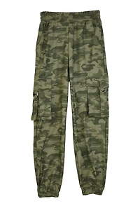Girls Faux Leather Camo Cargo Joggers