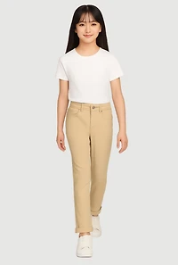 Girls Solid Hyperstretch Straight Leg Pants