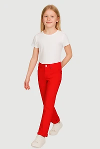 Girls Solid Hyperstretch Straight Leg Pants