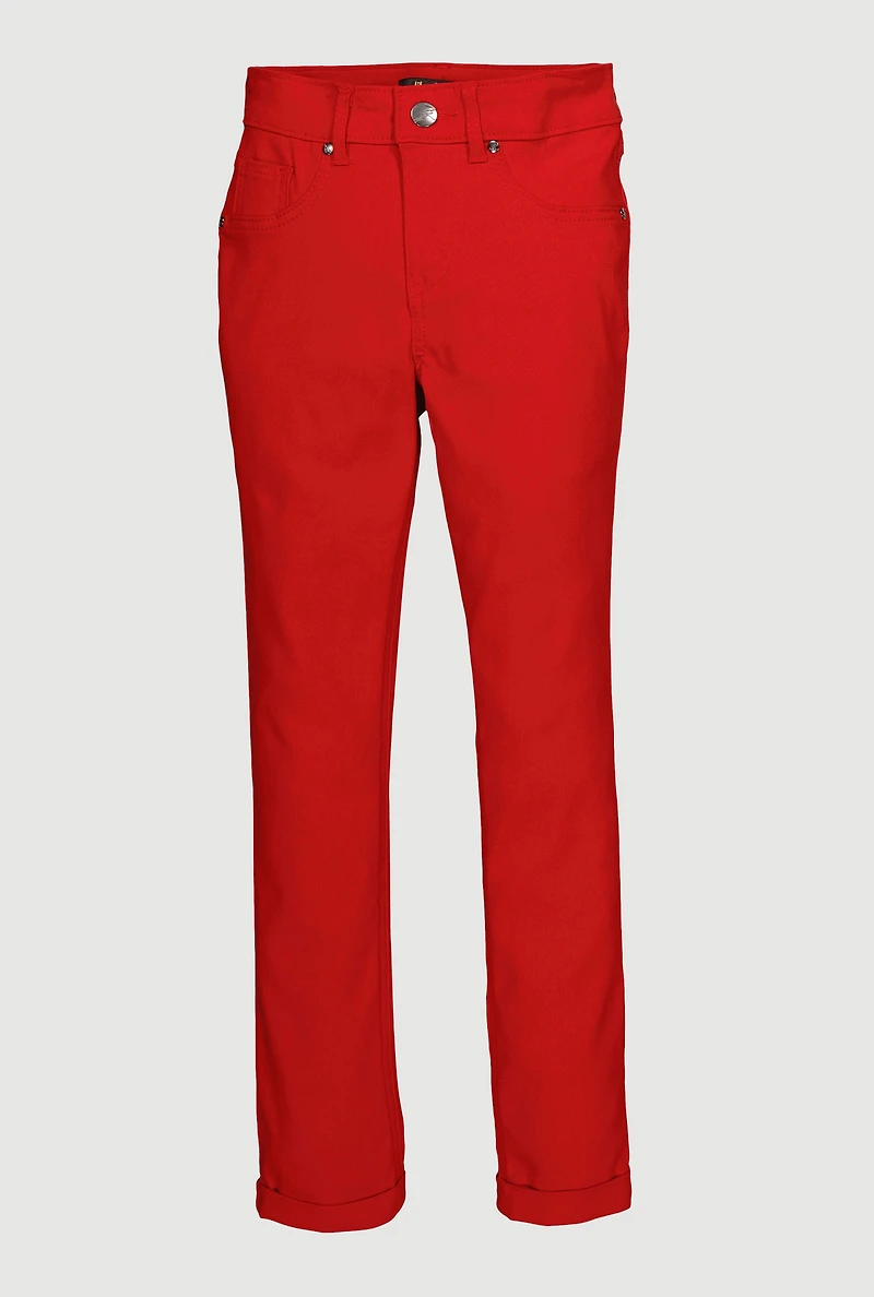 Girls Solid Hyperstretch Straight Leg Pants