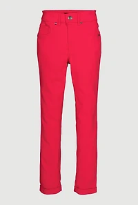 Girls Solid Hyperstretch Straight Leg Pants, Pink, Size 14