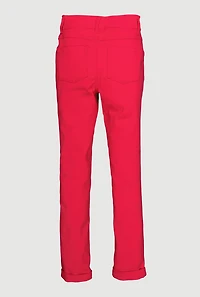 Girls Solid Hyperstretch Straight Leg Pants, Pink, Size 14