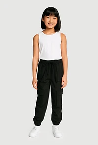 Girls Hyper Stretch Cargo Joggers, Black,