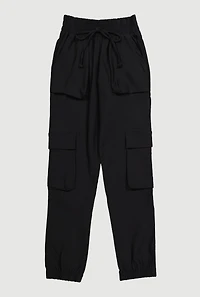 Girls Hyper Stretch Cargo Joggers, Black,