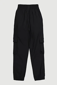 Girls Hyper Stretch Cargo Joggers, Black,