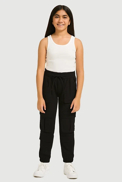 Girls Stretchy Cargo Pocket Joggers,