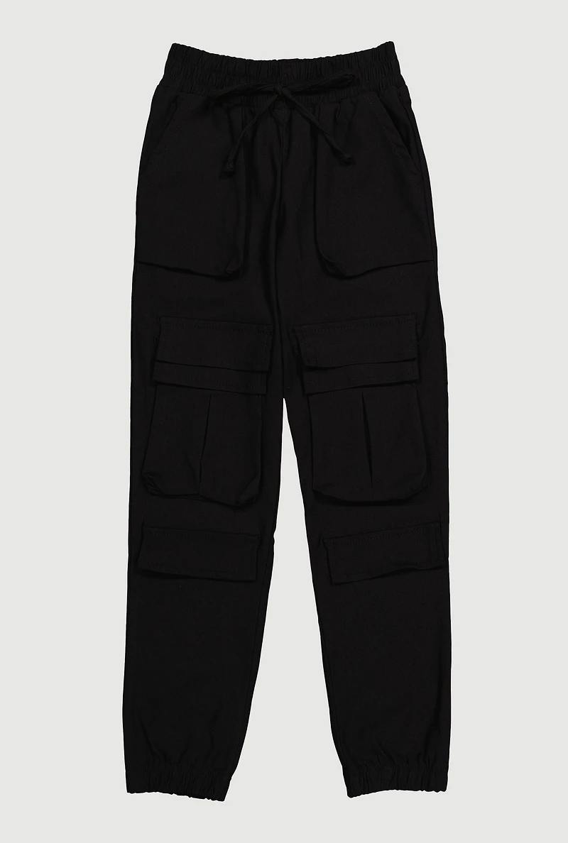 Girls Stretchy Cargo Pocket Joggers,