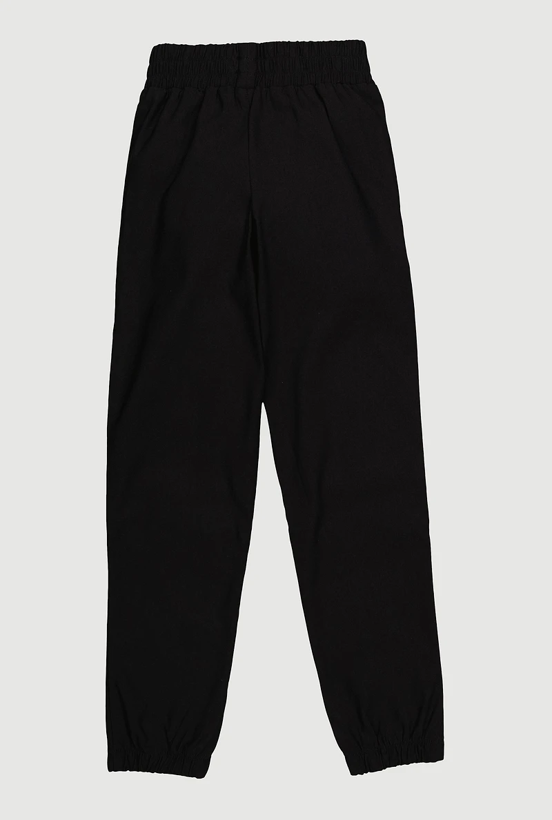 Girls Stretchy Cargo Pocket Joggers, Black, Size 16
