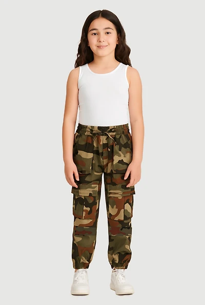 Girls Stretchy Cargo Pocket Joggers,