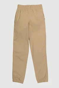 Girls Stretchy Cargo Pocket Joggers, Khaki, Size 7-8