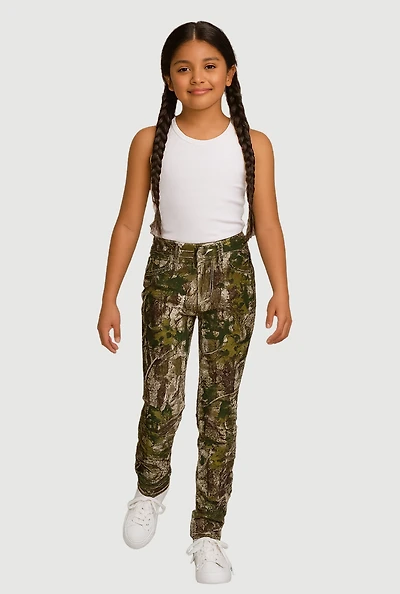 Girls Hyperstretch Skinny Leg Stacked Pants, Green, Size 16