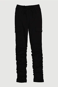 Girls Stretchy Ruched Cargo Pockets Joggers,