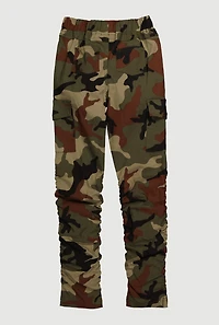 Girls Stretchy Ruched Cargo Pockets Joggers, Multi, Size 14