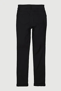 Girls Solid Hyperstrech Straight Leg Pants, Black,