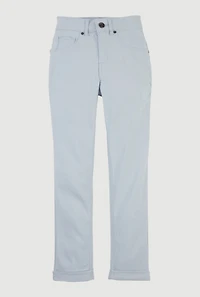 Girls Solid Hyperstrech Straight Leg Pants, Blue, Size 7-8