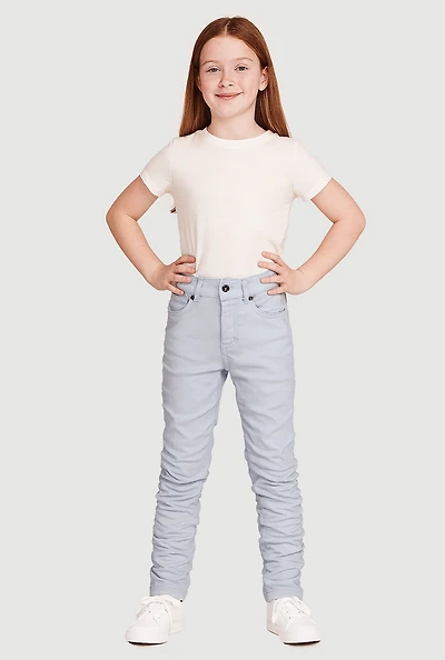 Girls Ruched Slim Leg Stretchy Pants,