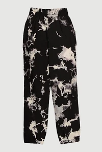 Girls Hyperstretch Printed Pattern Cargo Joggers, Black, Size 10-12