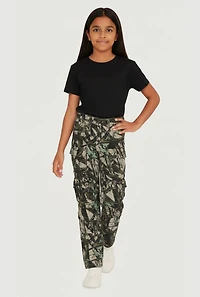 Girls Twill Hunter Camo Utility Pants, Green,